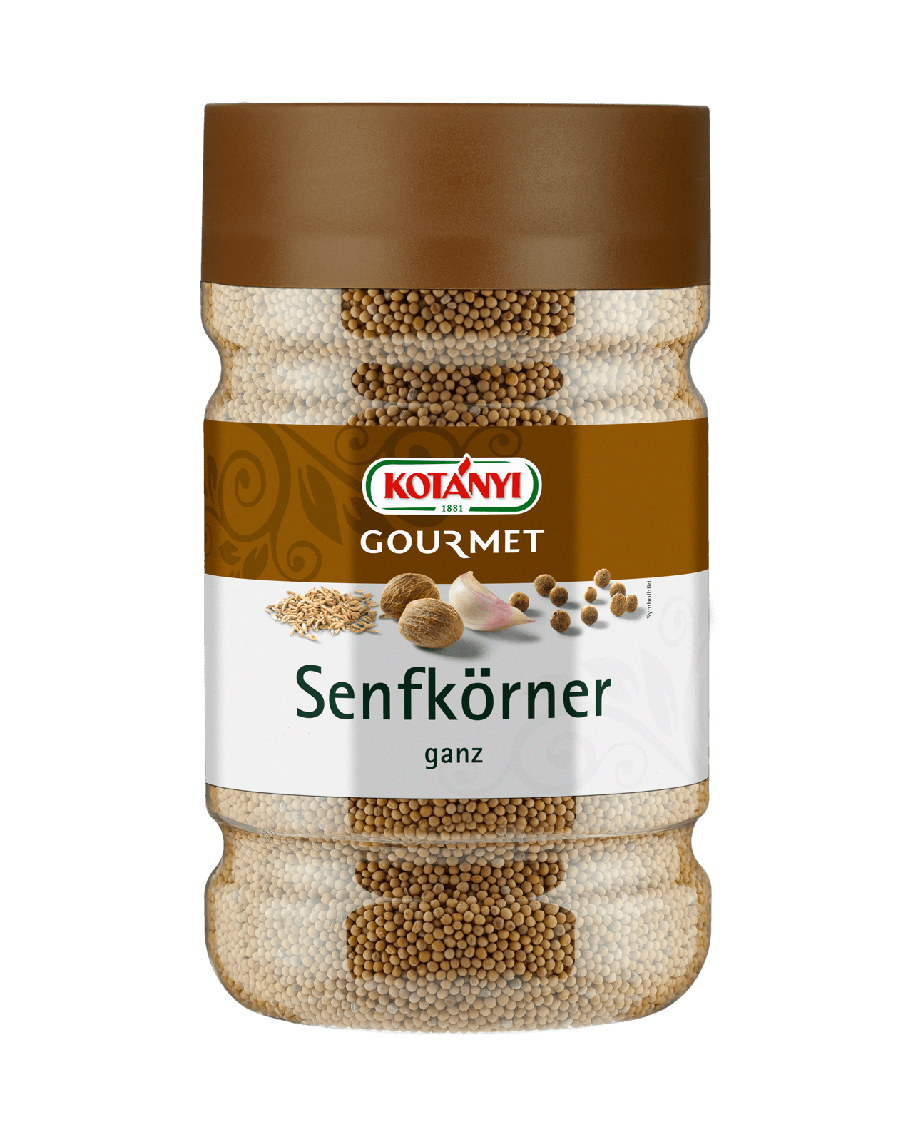 Kotányi Gourmet Senfkörner ganz in der 1200ccm Dose