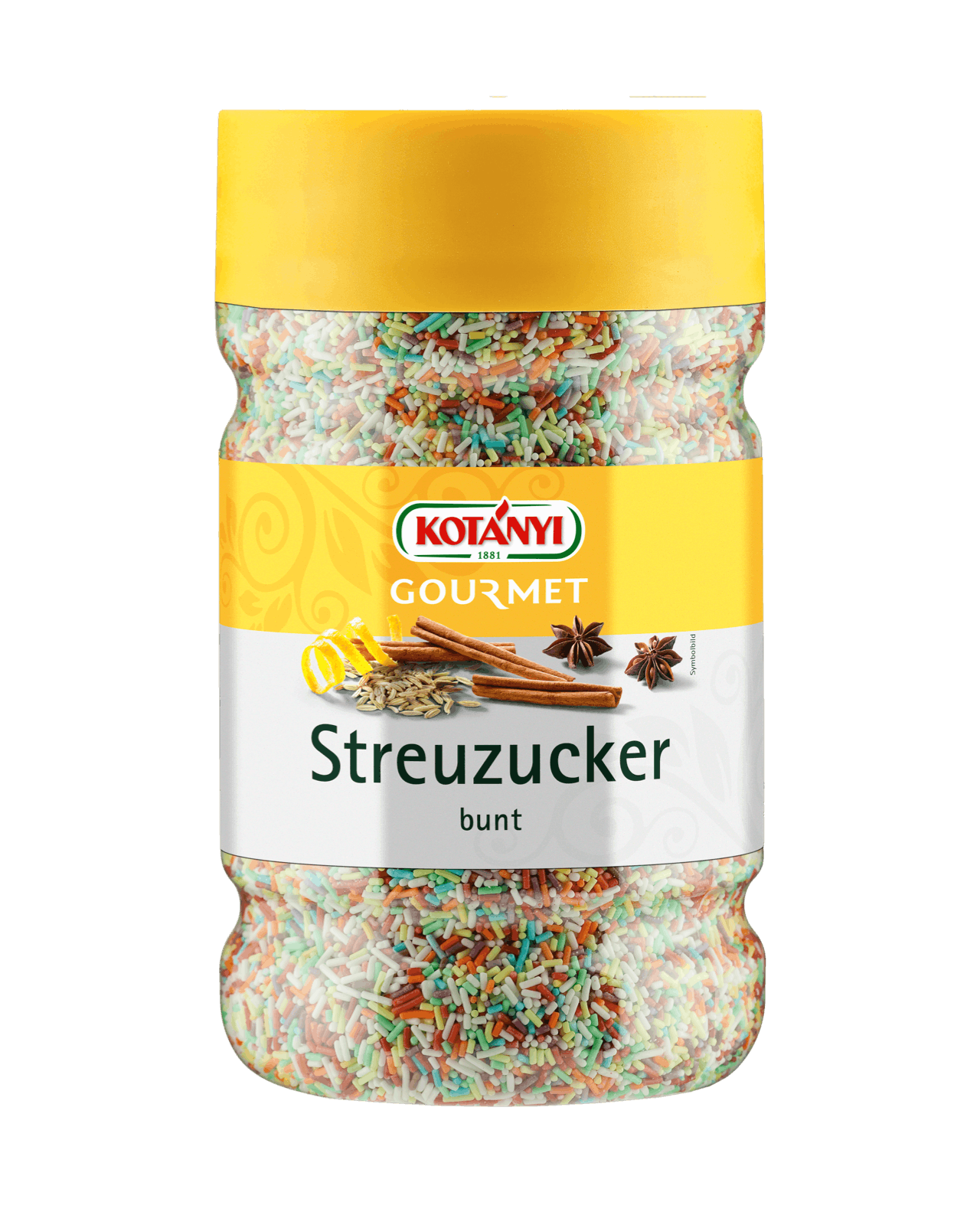 Kotányi Gourmet Streuzucker bunt in der 1200ccm Dose