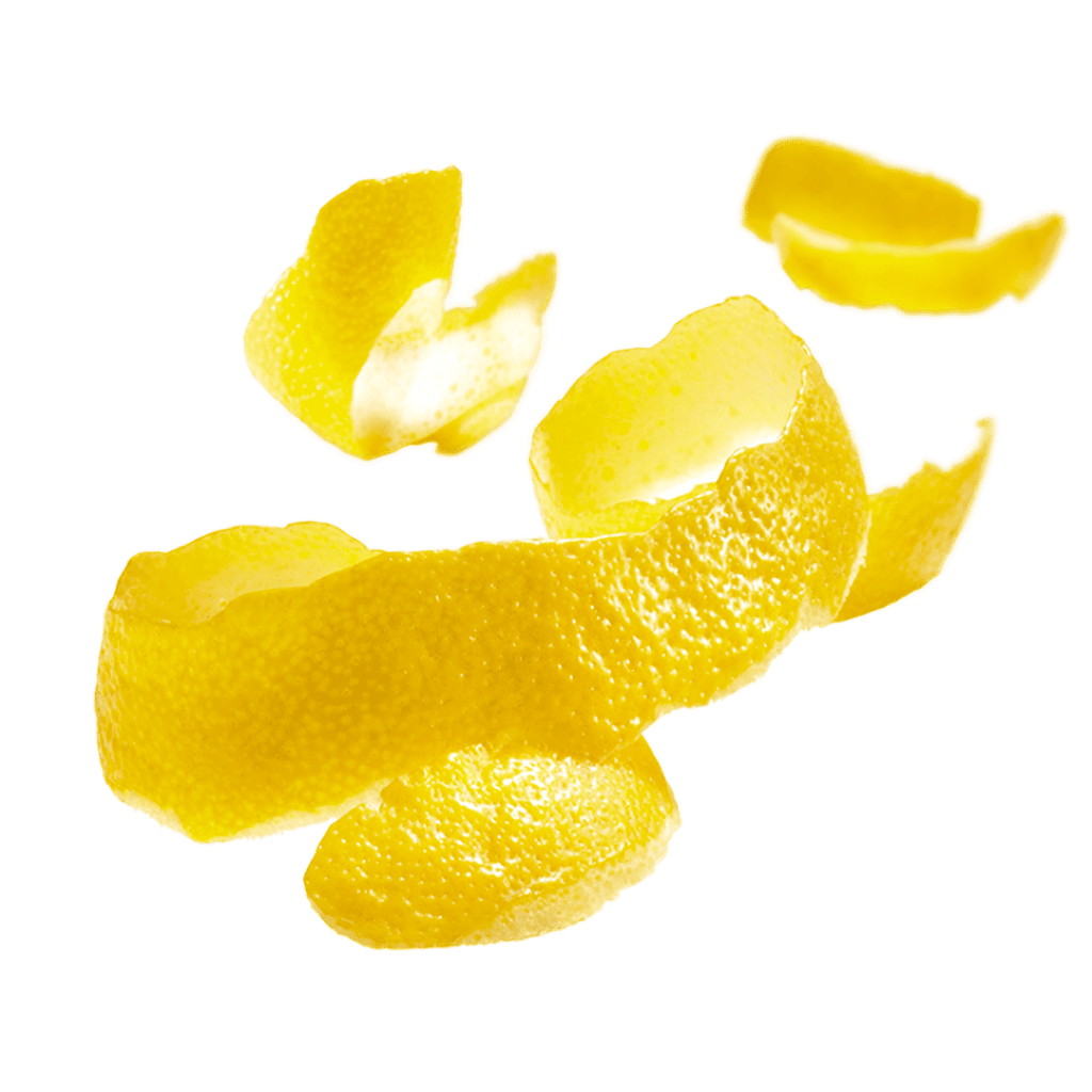 schwebende Zitronenschalen